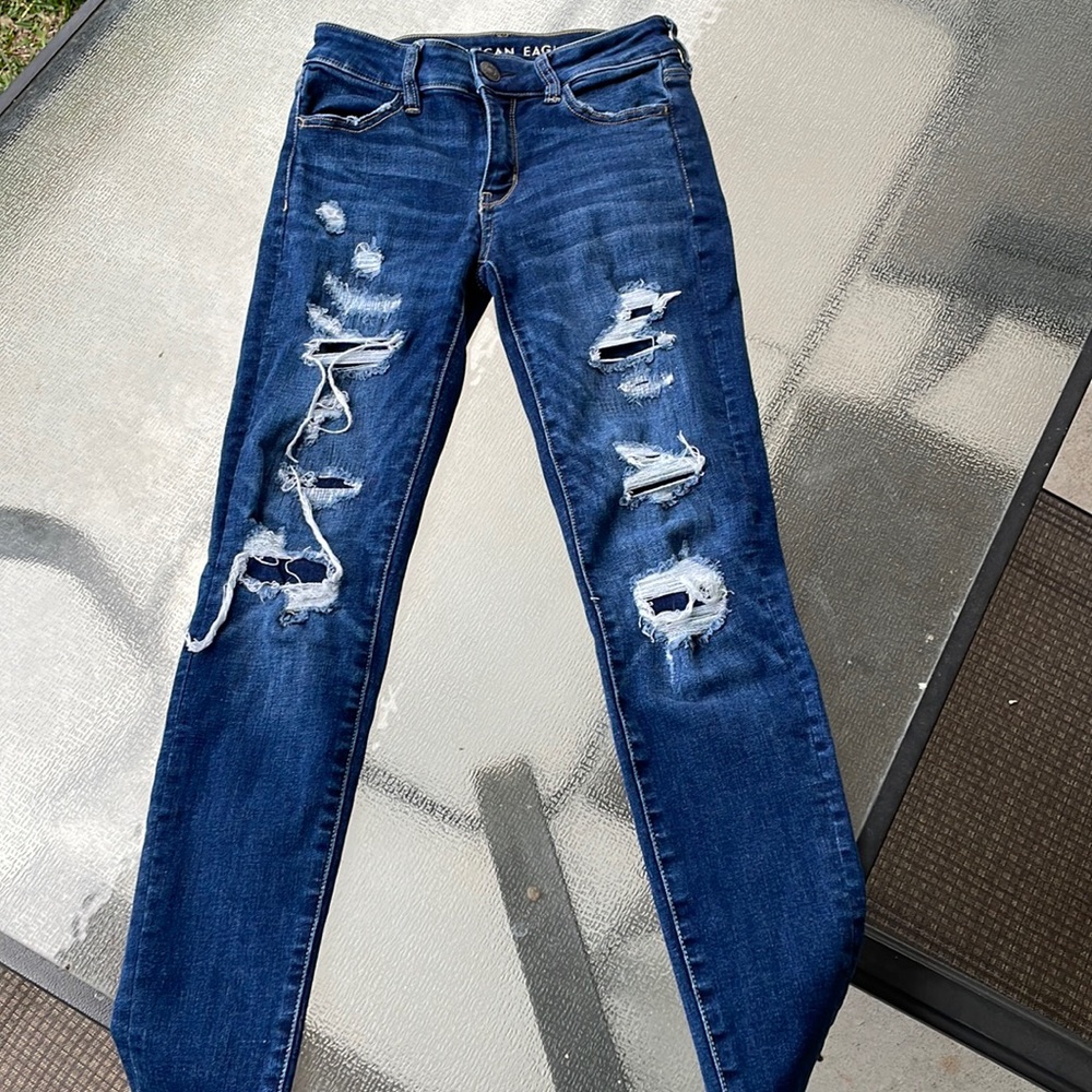 AE Next Level High-Waisted Patched Jegging  size reg 0 like new!